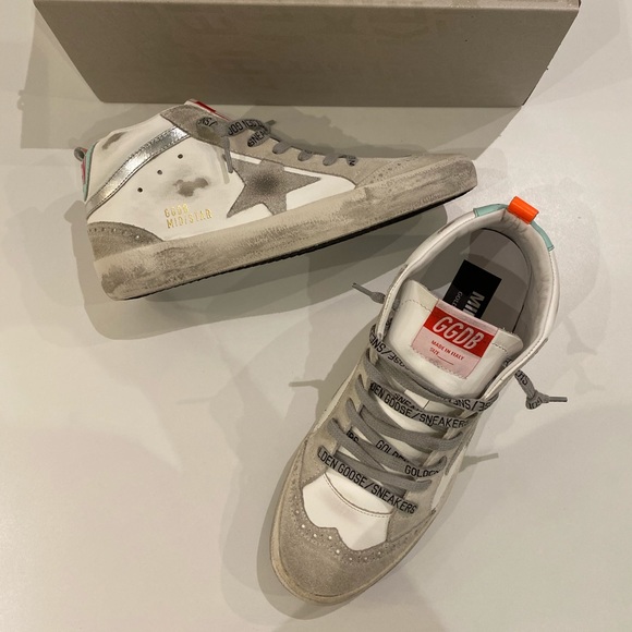Golden Goose Mid Star White/Ice/Silver sz 38 NIB - Picture 7 of 9